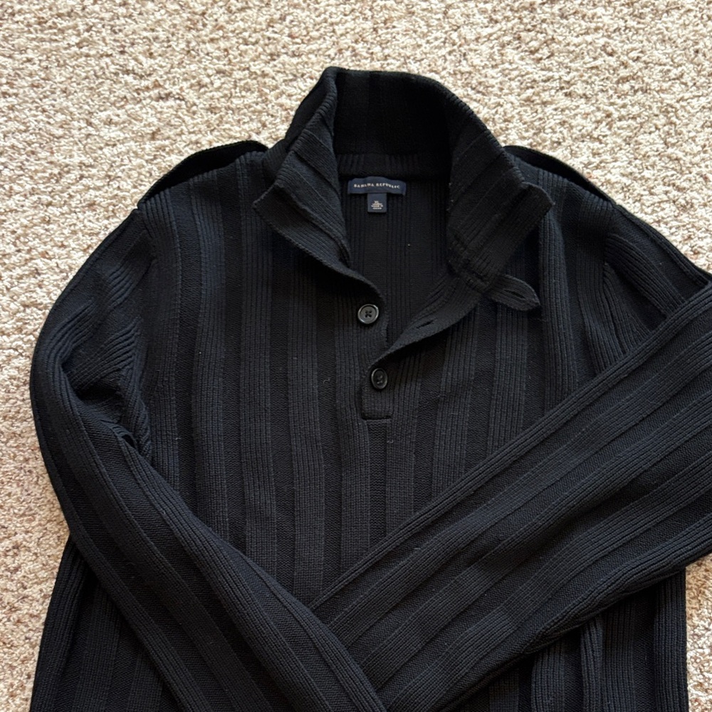 Banana Republic Black Heavy Knit Sweater, 100% Merino Wool